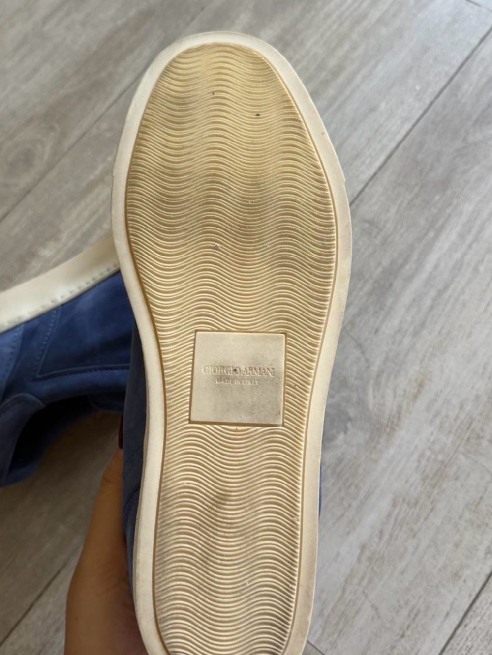 Emporio Armani Navy Suede Sneakers with Cream Rubber Sole - Picture 6 of 6